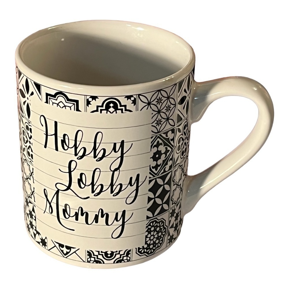 HOBBY Lobby Mommy black and white deco mug.